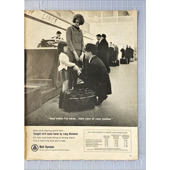 Bell Telephone system "Tonight he'll come home by long distance" Print Ad 1966 - Picture 2 of 3